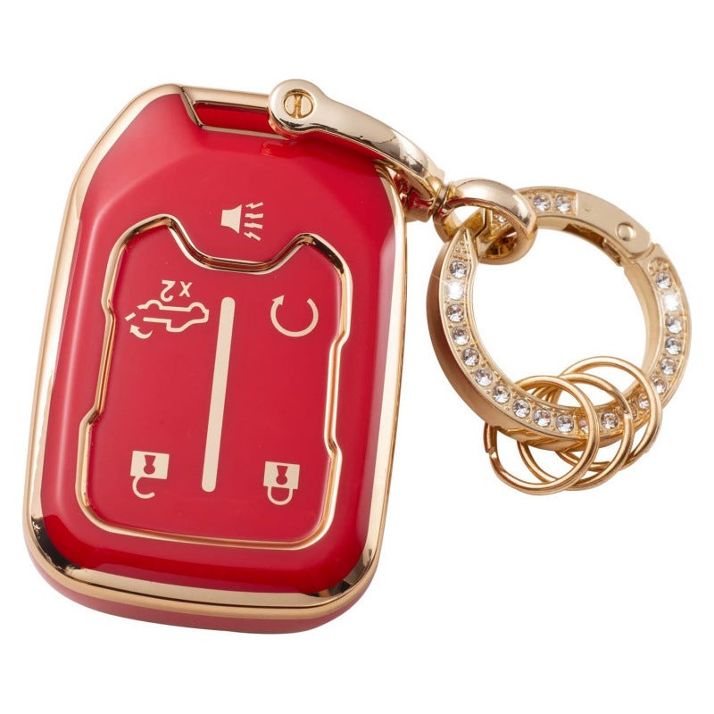 Selling Gold-Edged Car Key Cover Gmc Car Key Bag Diamond Ring Pendant Keychain Style - Image 1